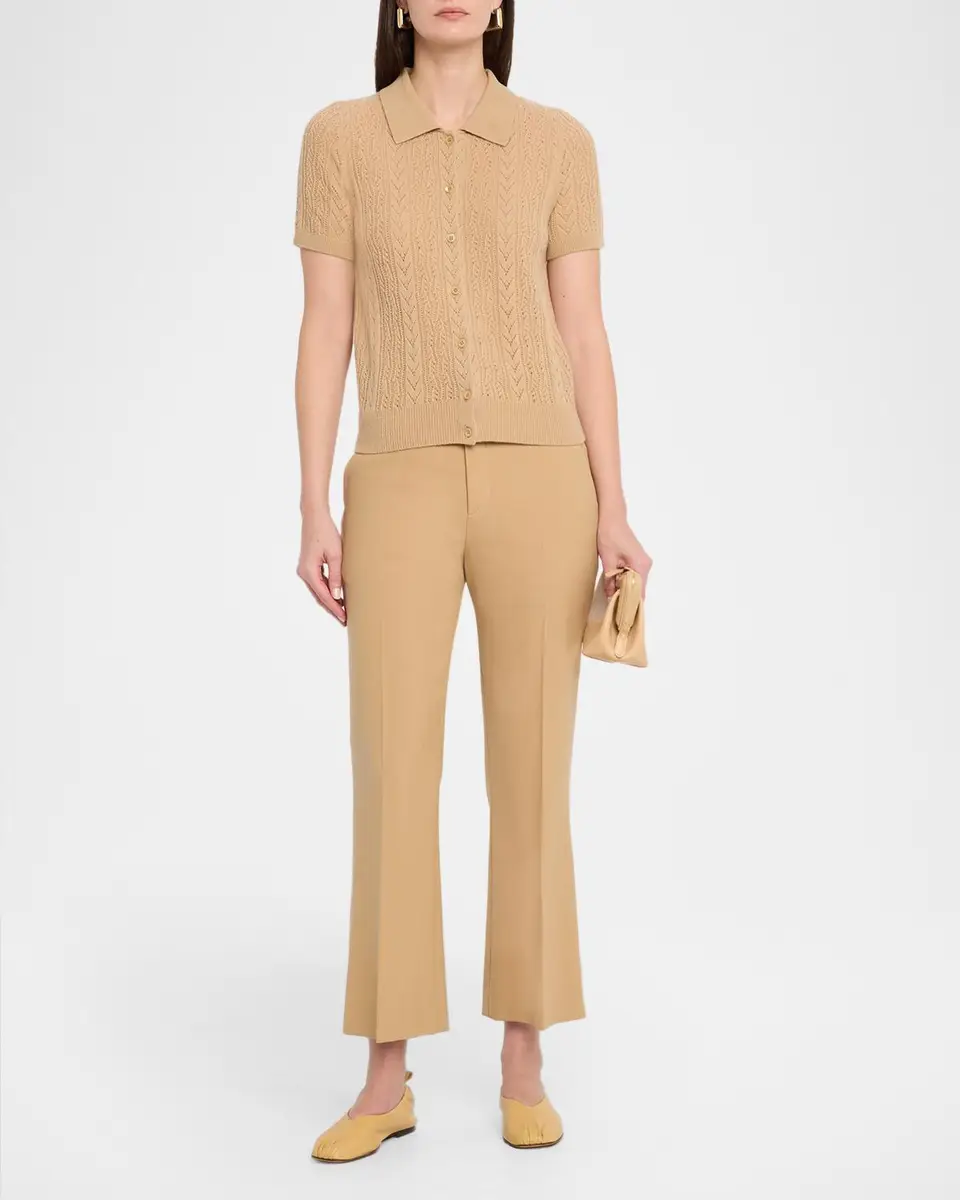 Neiman Marcus Cashmere Collection Pointelle-Knit Cashmere Polo | Thumbnail 2 Neiman Marcus Cashmere Collection Pointelle-Knit Cashmere Polo | Thumbnail 2