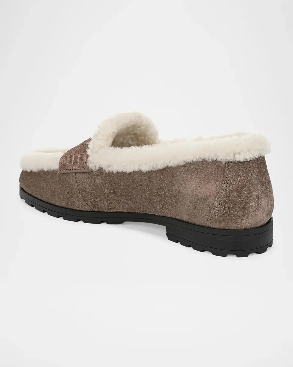 Veronica Beard Shearling-Lined Suede Lug Penny Loafers | Thumbnail 3 Veronica Beard Shearling-Lined Suede Lug Penny Loafers | Thumbnail 3