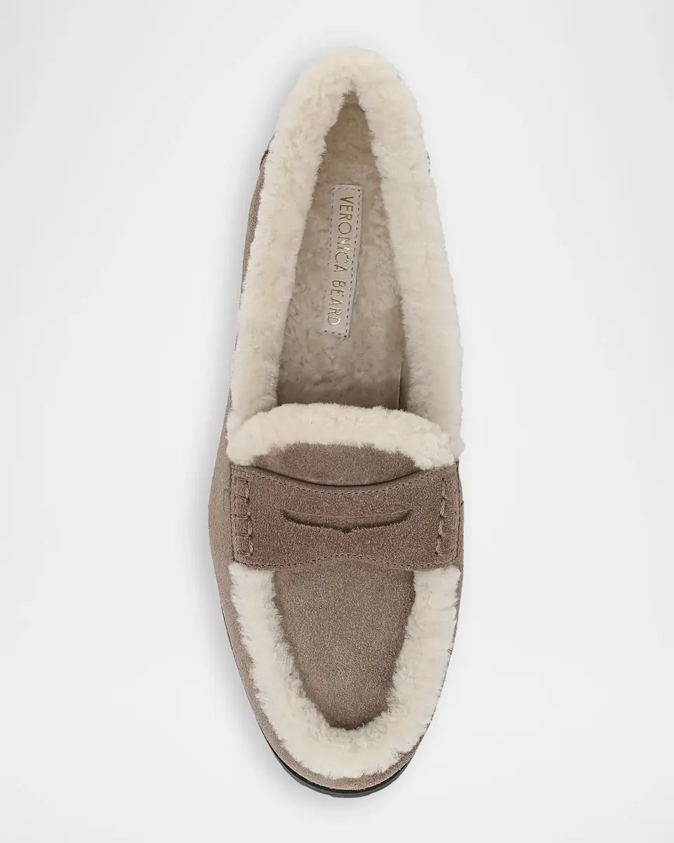Veronica Beard Shearling-Lined Suede Lug Penny Loafers | Thumbnail 4 Veronica Beard Shearling-Lined Suede Lug Penny Loafers | Thumbnail 4