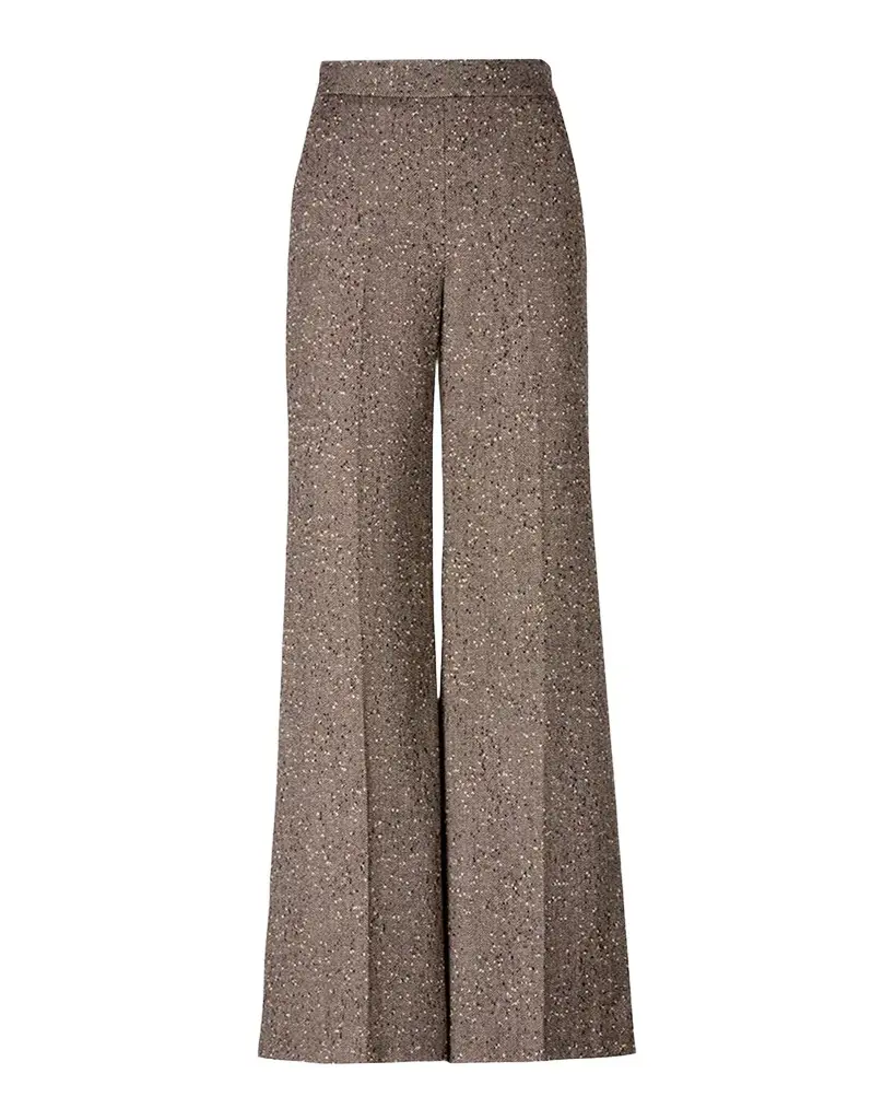 Herringbone Tweed Wide-Leg Pants Herringbone Tweed Wide-Leg Pants