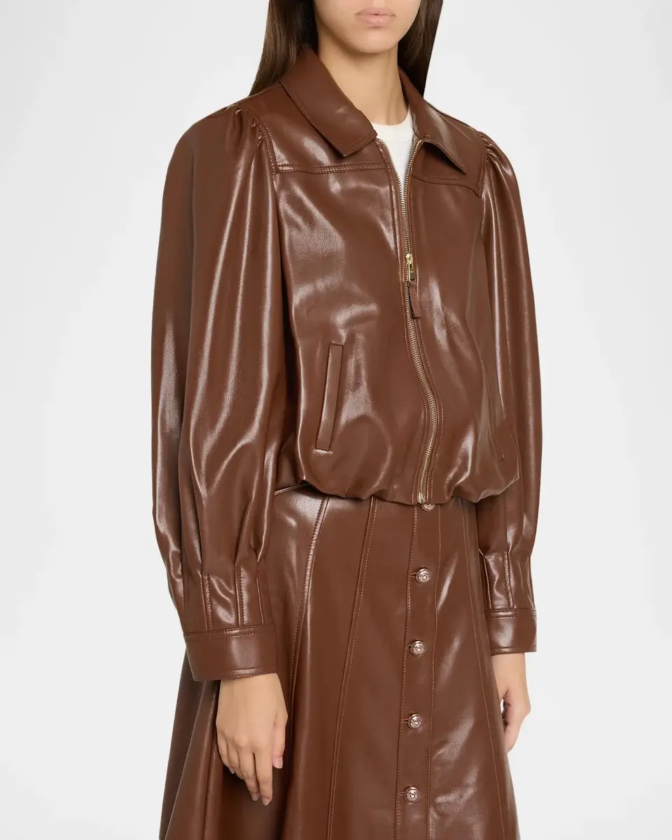 Cinq à Sept Vegan Leather Puff-Sleeve Jacket | Thumbnail 4