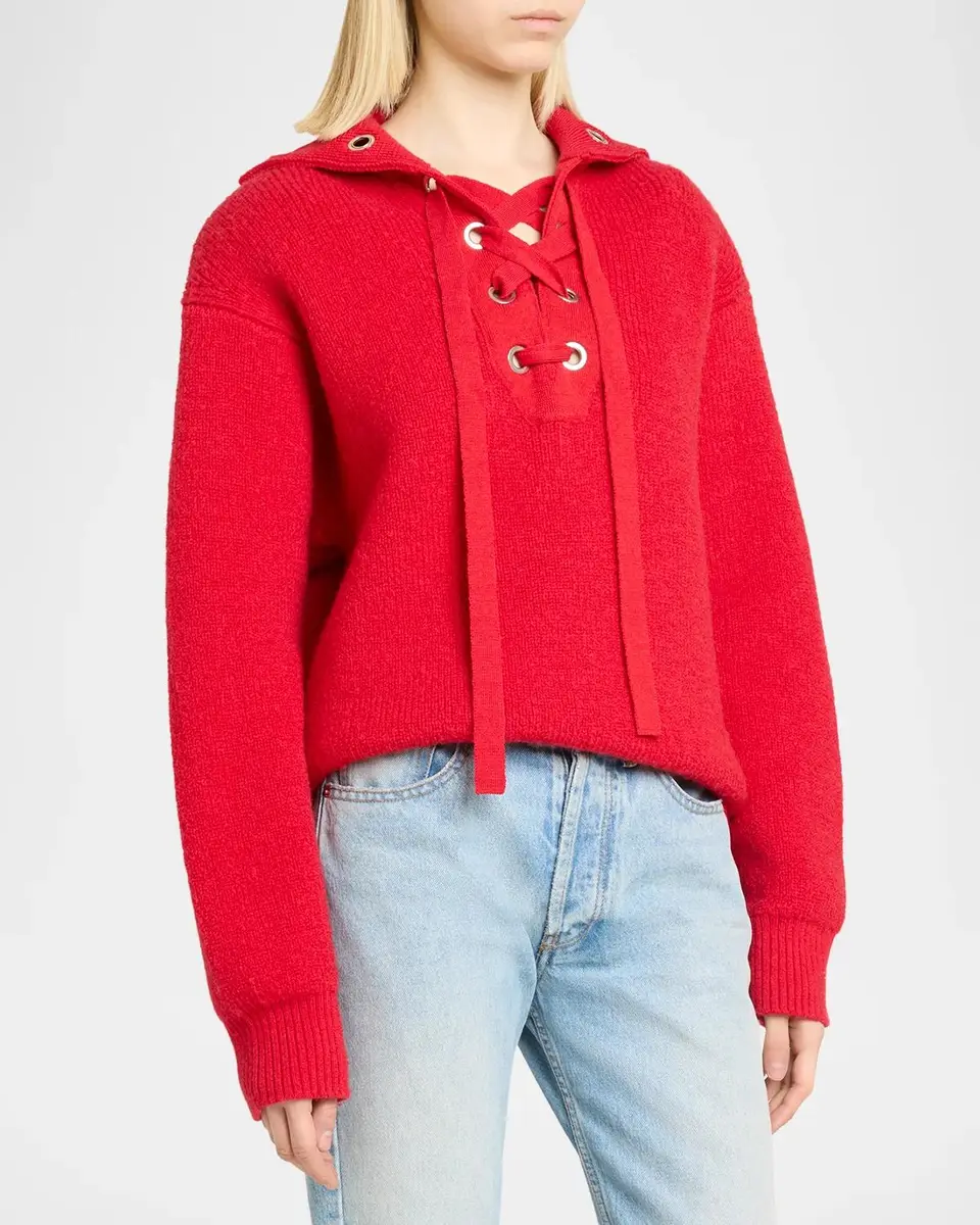 Isabel Marant Ydalia Laced Wool Rib Sweater | Thumbnail 4