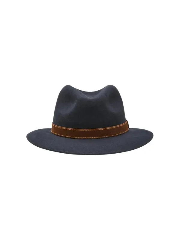 Men's Alessandria Leather-Band Wool Fedora Hat Men's Alessandria Leather-Band Wool Fedora Hat