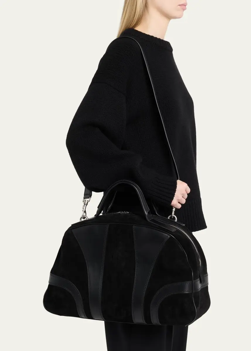 Dries Van Noten Men's Suede and Leather Duffel Crossbody Bag | Thumbnail 4 Dries Van Noten Men's Suede and Leather Duffel Crossbody Bag | Thumbnail 4
