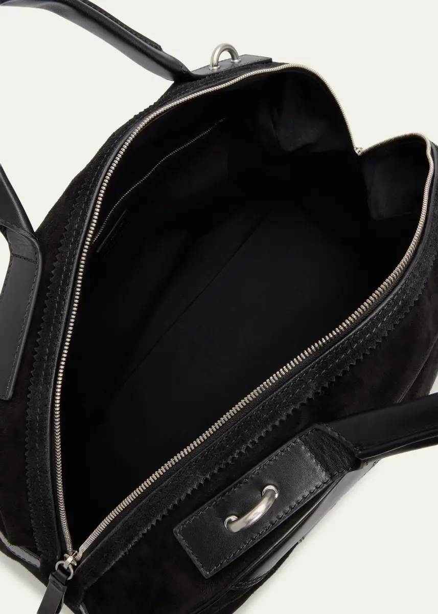 Dries Van Noten Men's Suede and Leather Duffel Crossbody Bag | Thumbnail 6 Dries Van Noten Men's Suede and Leather Duffel Crossbody Bag | Thumbnail 6