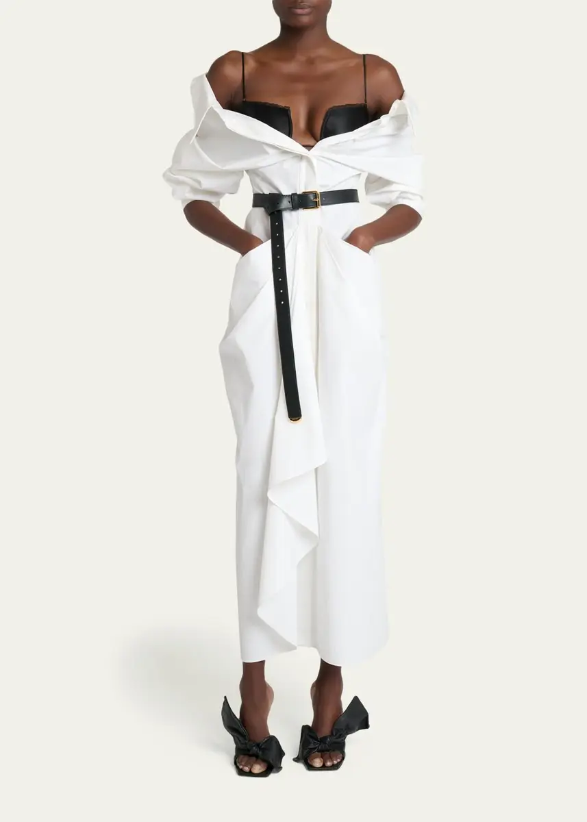 Givenchy Slashed Draped Cotton Poplin Maxi Shirtdress | Thumbnail 2 Givenchy Slashed Draped Cotton Poplin Maxi Shirtdress | Thumbnail 2