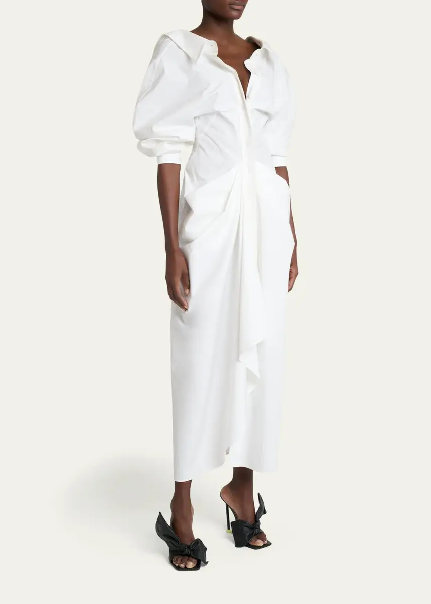 Givenchy Slashed Draped Cotton Poplin Maxi Shirtdress | Thumbnail 4 Givenchy Slashed Draped Cotton Poplin Maxi Shirtdress | Thumbnail 4