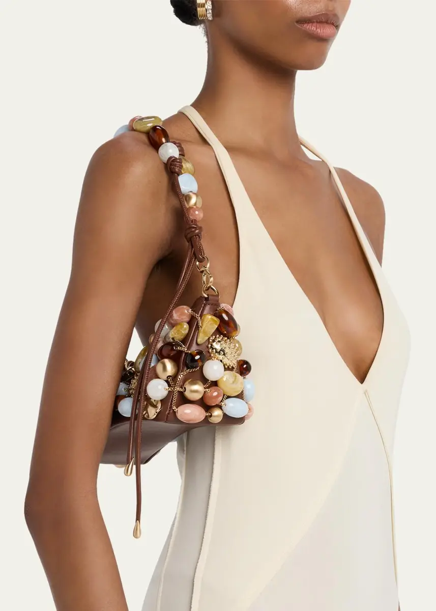Cult Gaia Mercier Multicolor Stone Leather Shoulder Bag | Thumbnail 2 Cult Gaia Mercier Multicolor Stone Leather Shoulder Bag | Thumbnail 2