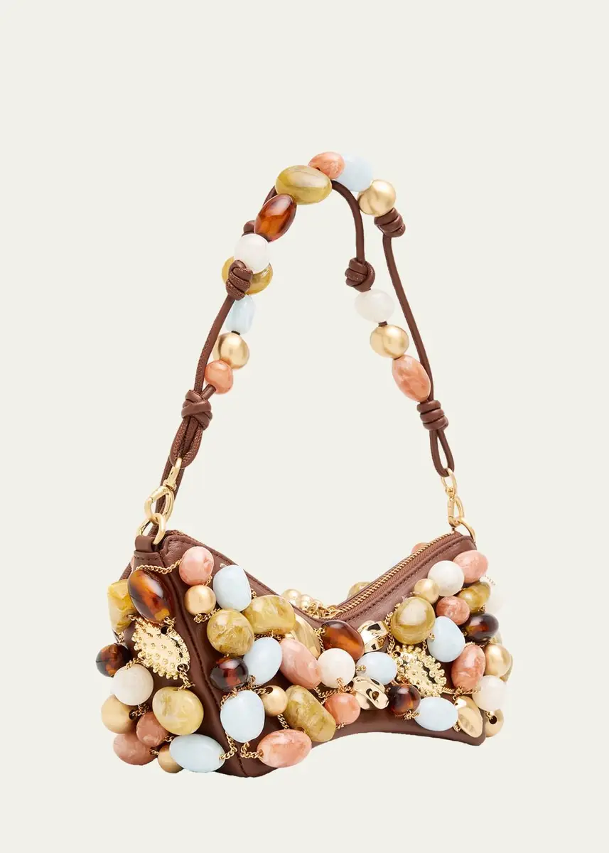 Cult Gaia Mercier Multicolor Stone Leather Shoulder Bag | Thumbnail 3 Cult Gaia Mercier Multicolor Stone Leather Shoulder Bag | Thumbnail 3