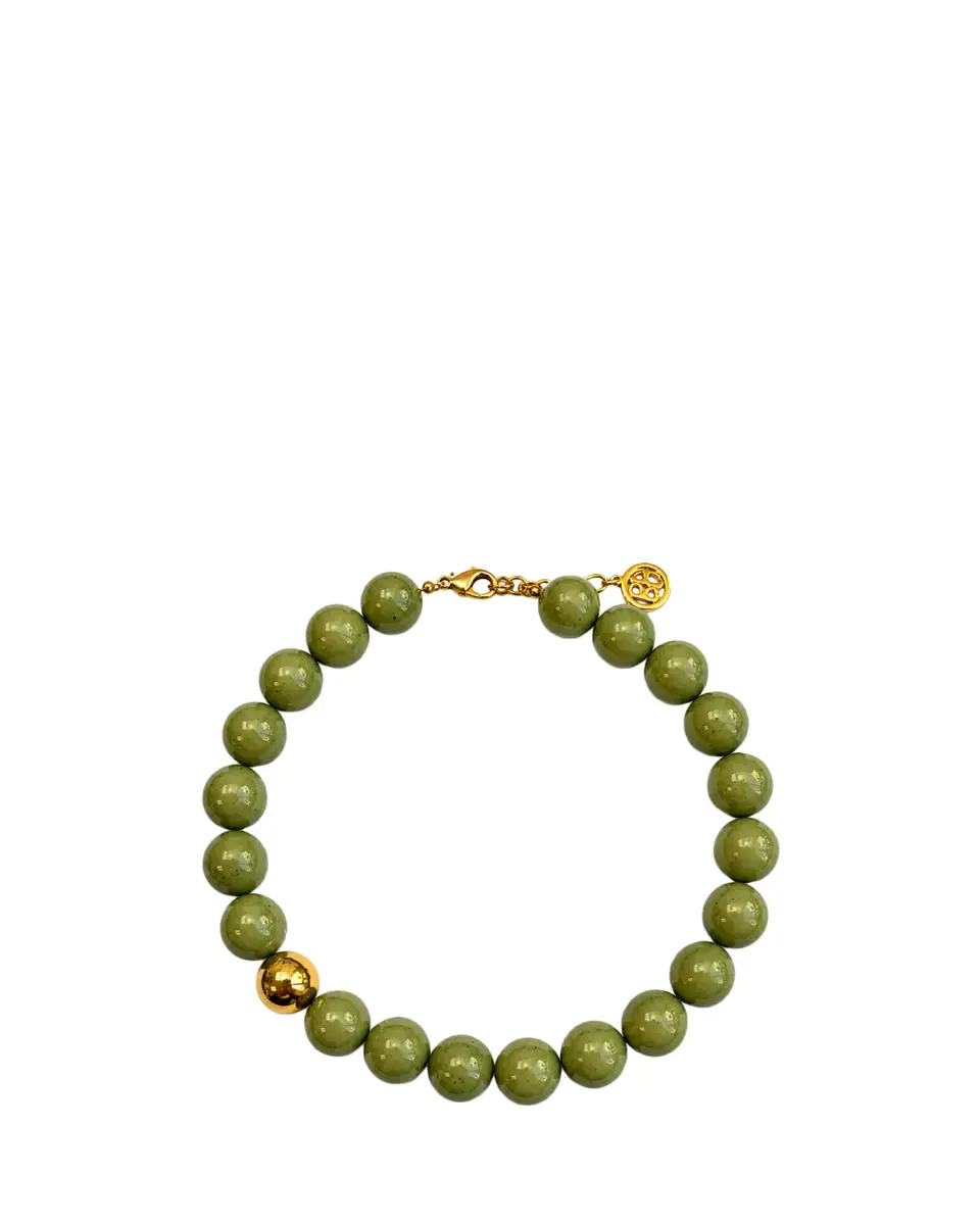 ben-amun Green Jade Resin Bead Necklace | Thumbnail 2