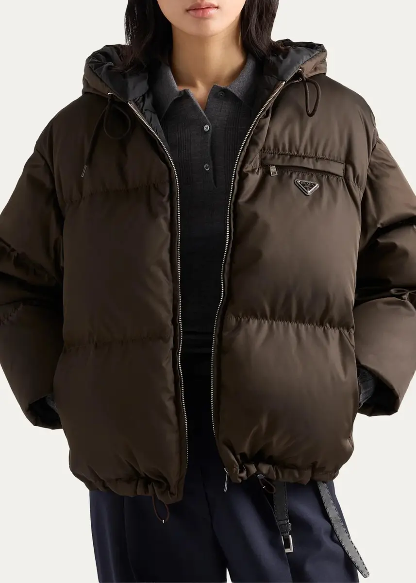 Prada Re-Nylon Hooded Down Jacket | Thumbnail 4 Prada Re-Nylon Hooded Down Jacket | Thumbnail 4