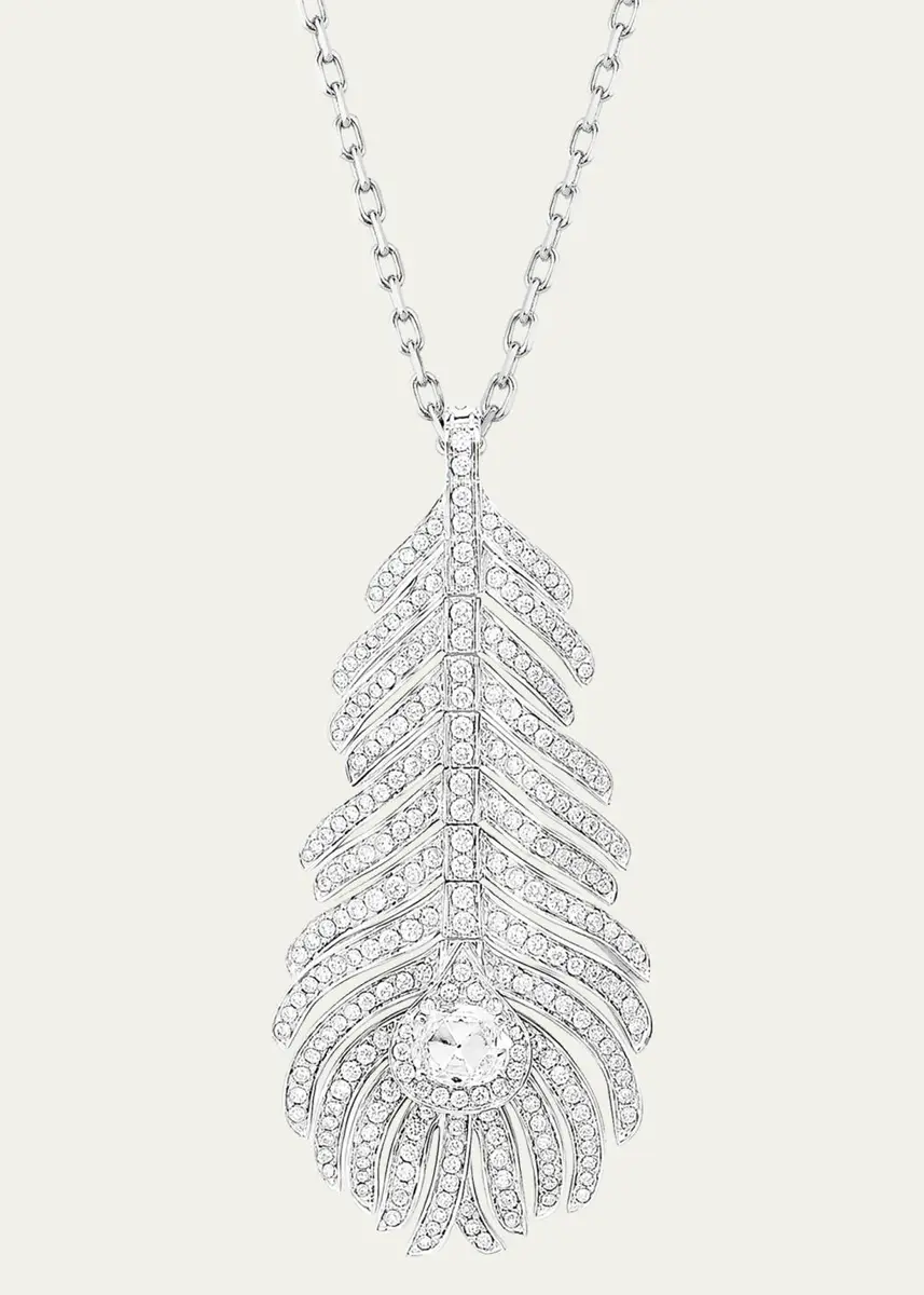 Boucheron Plume De Paon 18K White Gold & 1.34 TCW Diamond Peacock Feather Pendant Necklace | Thumbnail 4 Boucheron Plume De Paon 18K White Gold & 1.34 TCW Diamond Peacock Feather Pendant Necklace | Thumbnail 4