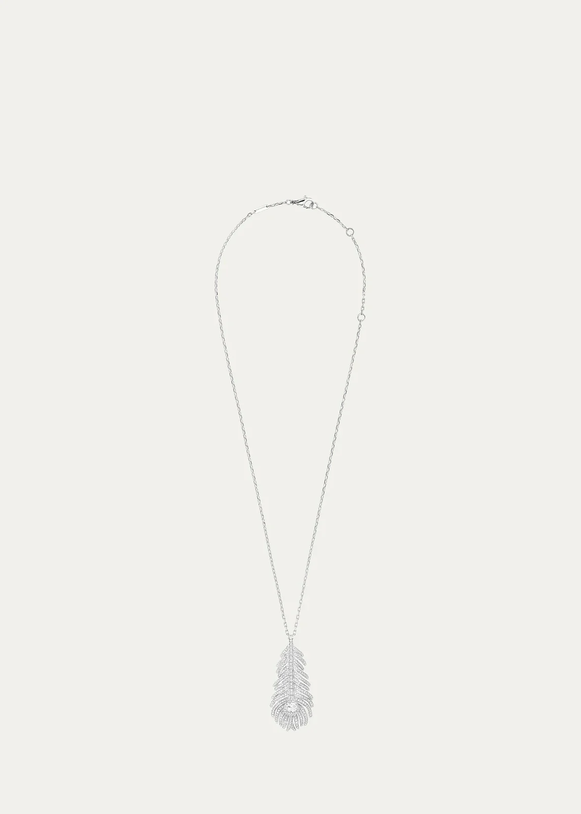 Boucheron Plume De Paon 18K White Gold & 1.34 TCW Diamond Peacock Feather Pendant Necklace