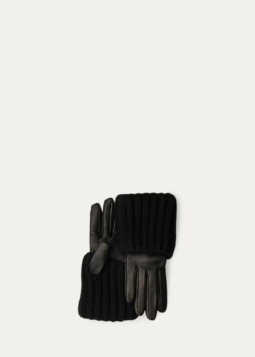 Prada Leather & Wool Gloves | Thumbnail 2 Prada Leather & Wool Gloves | Thumbnail 2