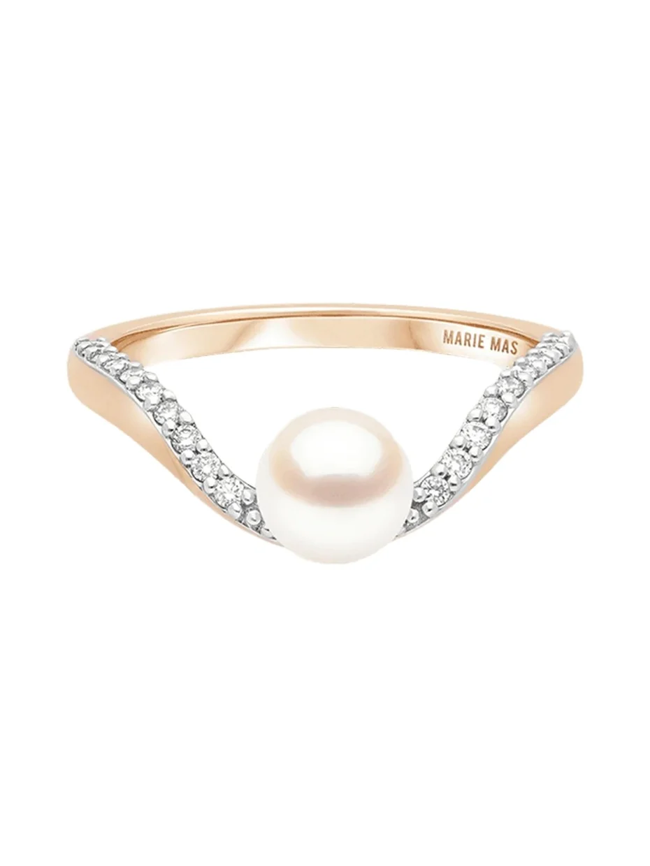 18K Diamond and Pearl Halo Ring 18K Diamond and Pearl Halo Ring