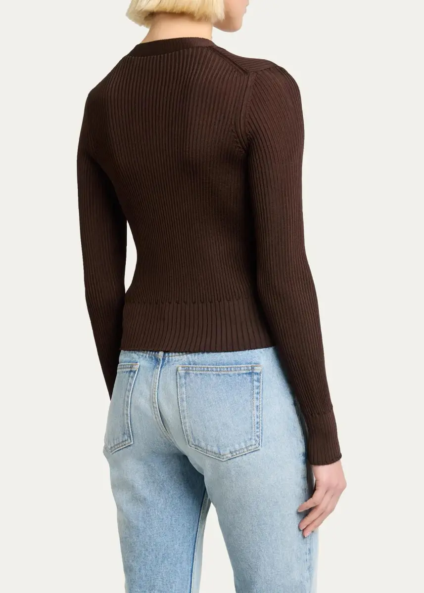 Saint Laurent Cassandre YSL Ribbed V-Neck Cardigan | Thumbnail 3 Saint Laurent Cassandre YSL Ribbed V-Neck Cardigan | Thumbnail 3