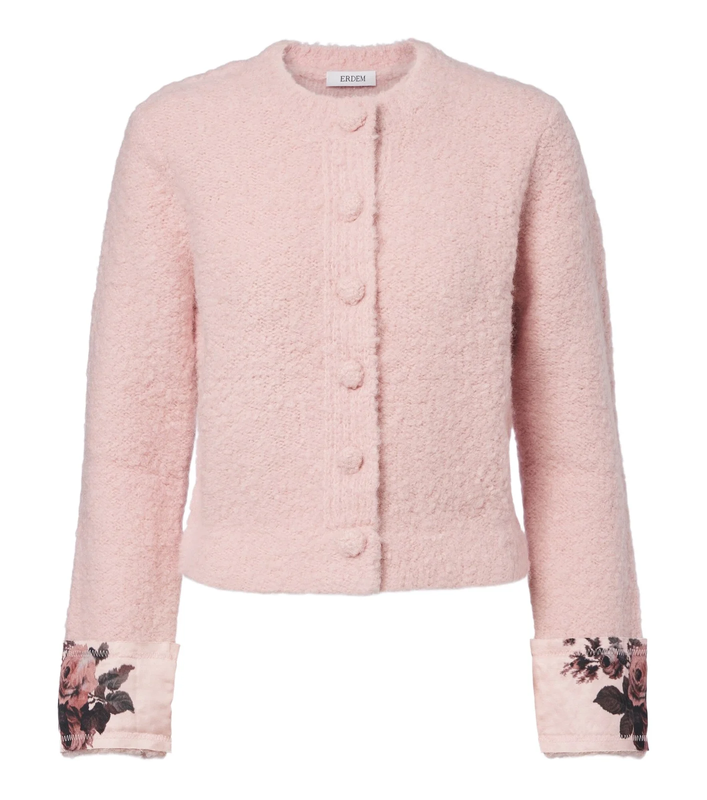 Floral wool and alpaca bouclé cardigan