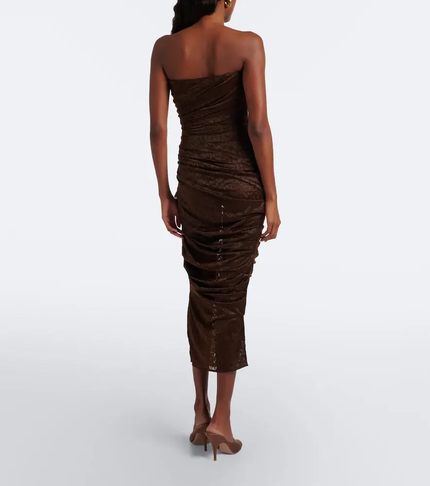 Alex Perry Leopard-print ruched lace midi dress | Thumbnail 2 Alex Perry Leopard-print ruched lace midi dress | Thumbnail 2