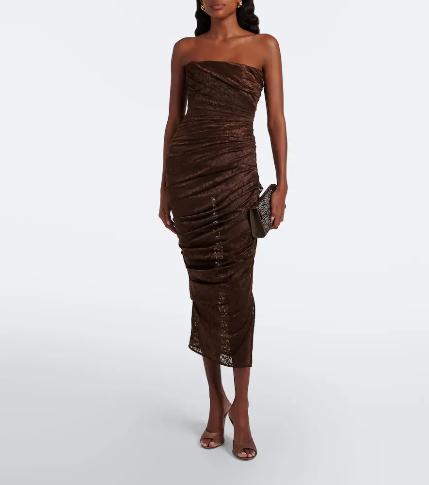 Alex Perry Leopard-print ruched lace midi dress | Thumbnail 6 Alex Perry Leopard-print ruched lace midi dress | Thumbnail 6