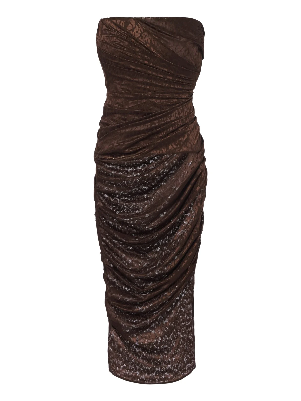 Leopard-print ruched lace midi dress Leopard-print ruched lace midi dress