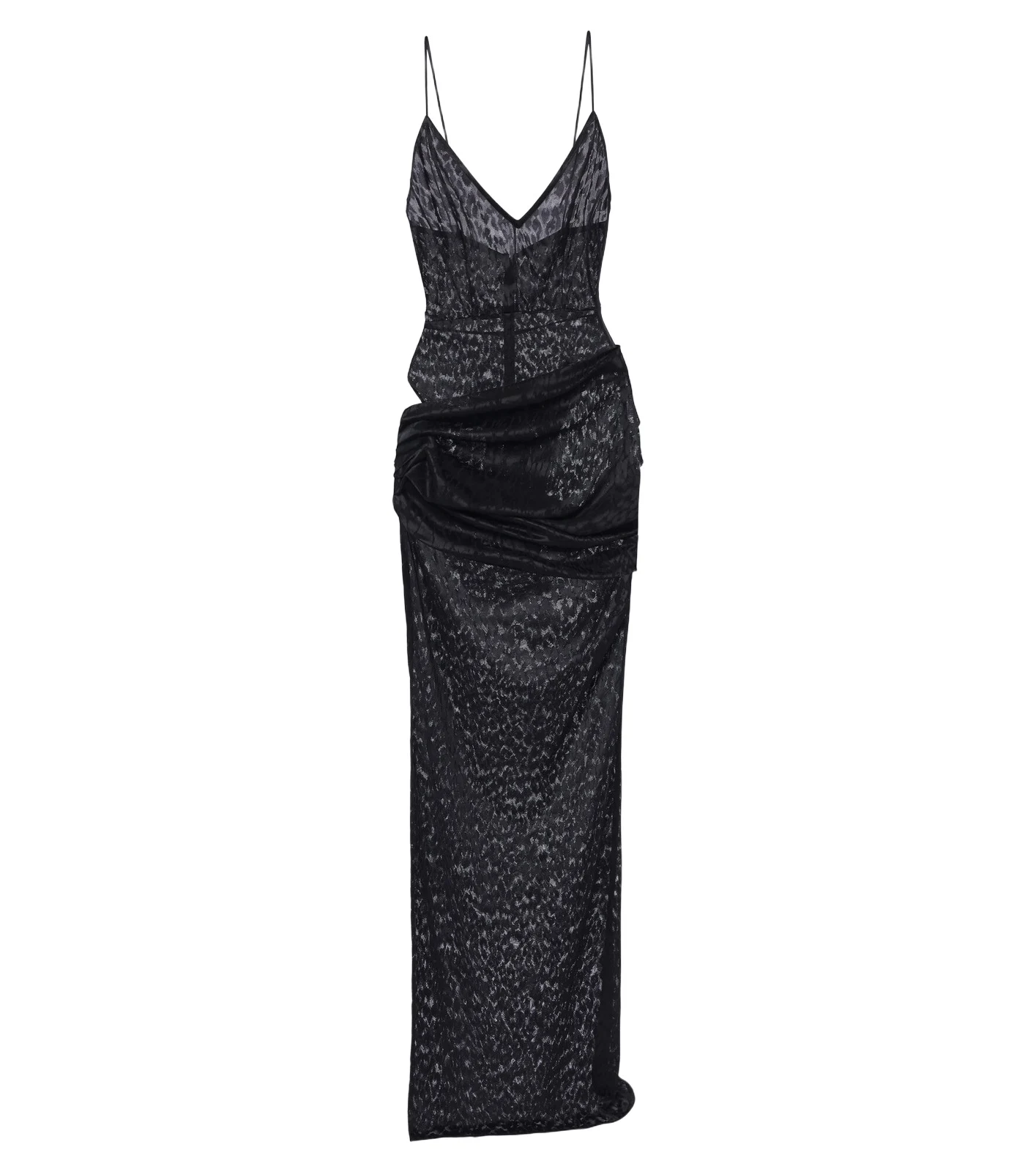 Draped leopard-print lace maxi dress Draped leopard-print lace maxi dress