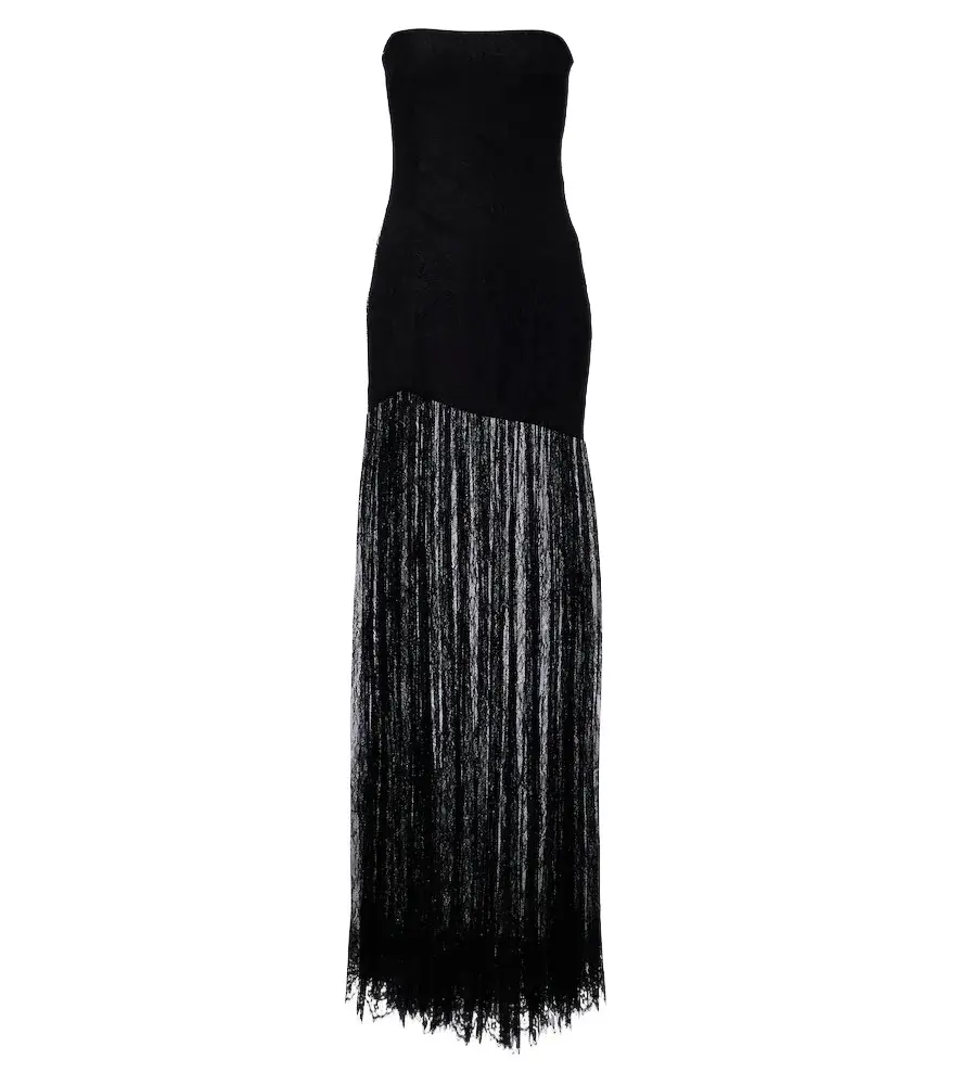 Retrofête Retrofête Jeanette lace strapless gown