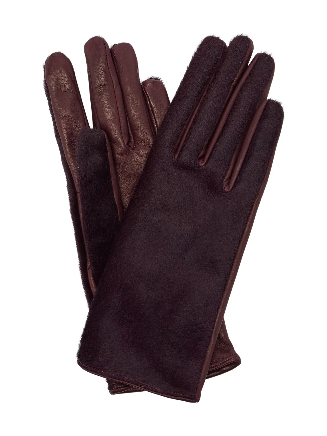 Silk-lined calf hair and leather gloves Silk-lined calf hair and leather gloves