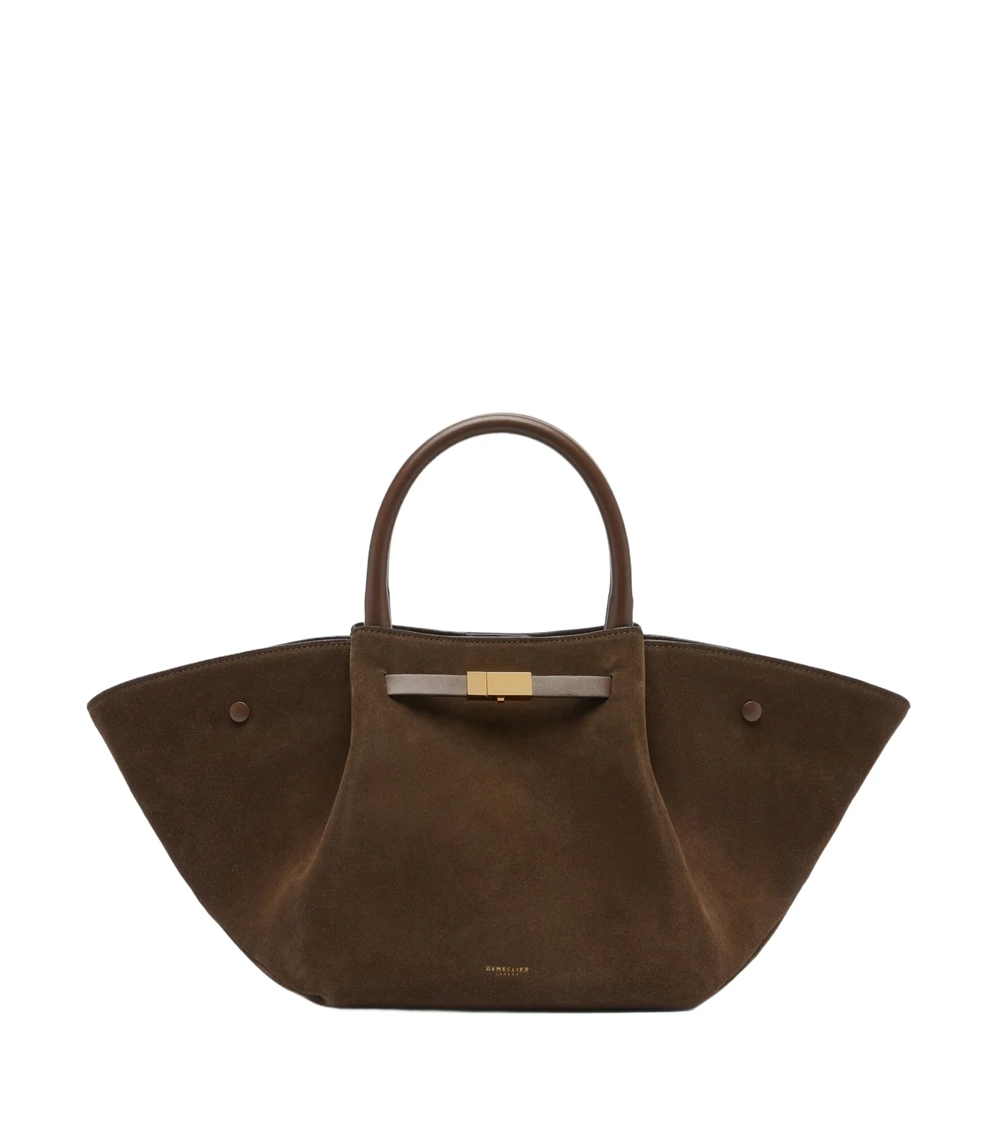 New York Midi suede top-handle bag