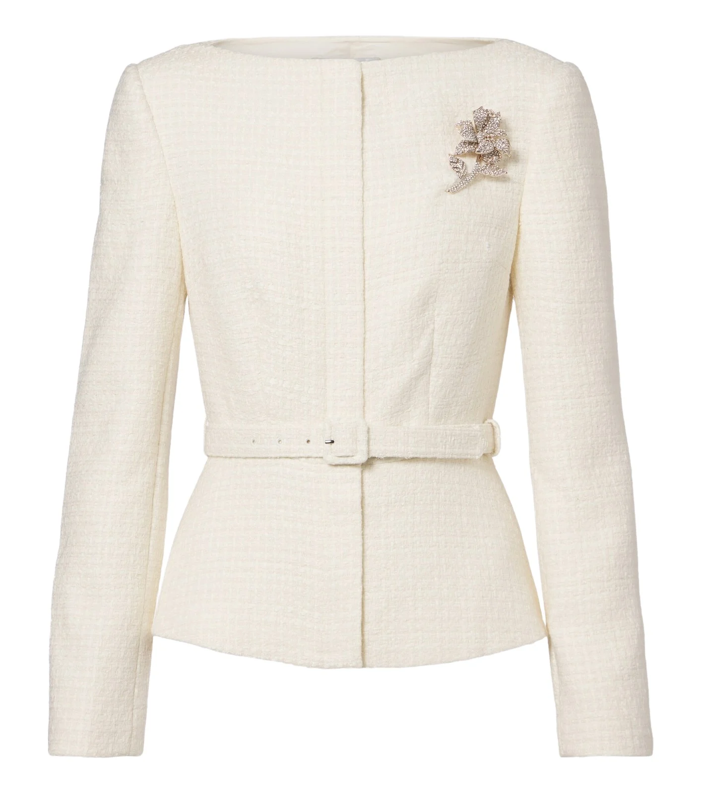 Belted embellished bouclé jacket Belted embellished bouclé jacket