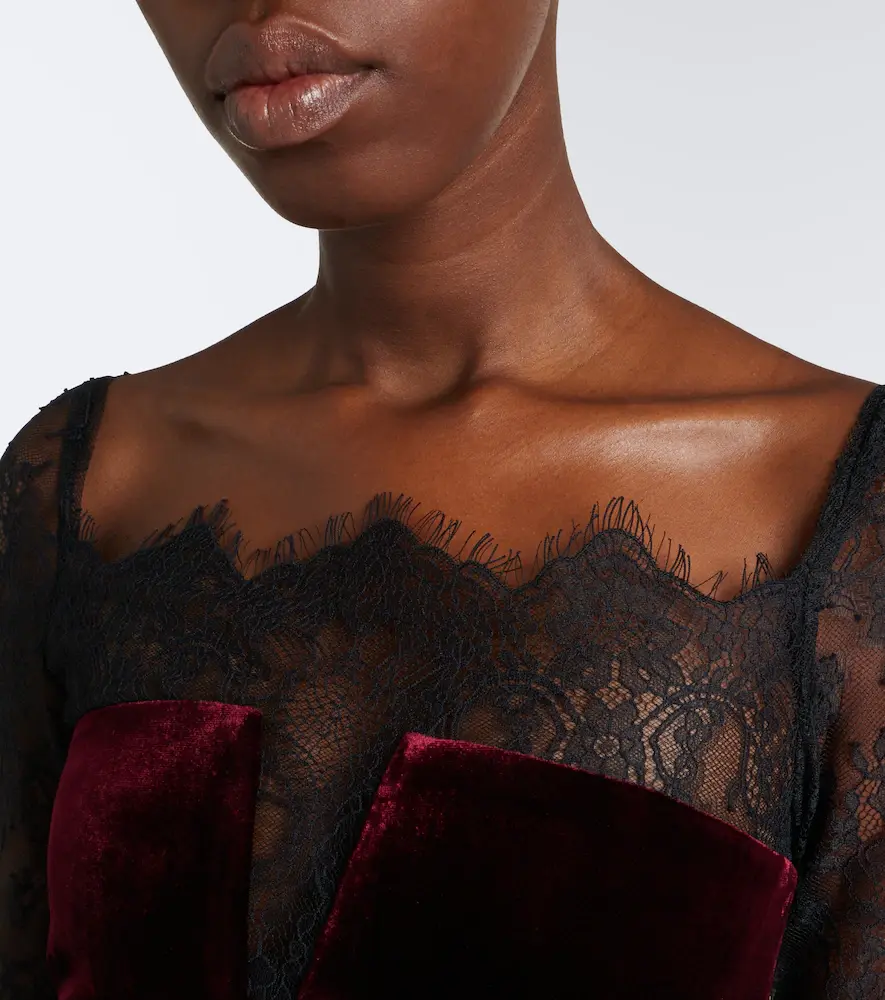 Roland Mouret Lace-trimmed velvet gown | Thumbnail 2 Roland Mouret Lace-trimmed velvet gown | Thumbnail 2