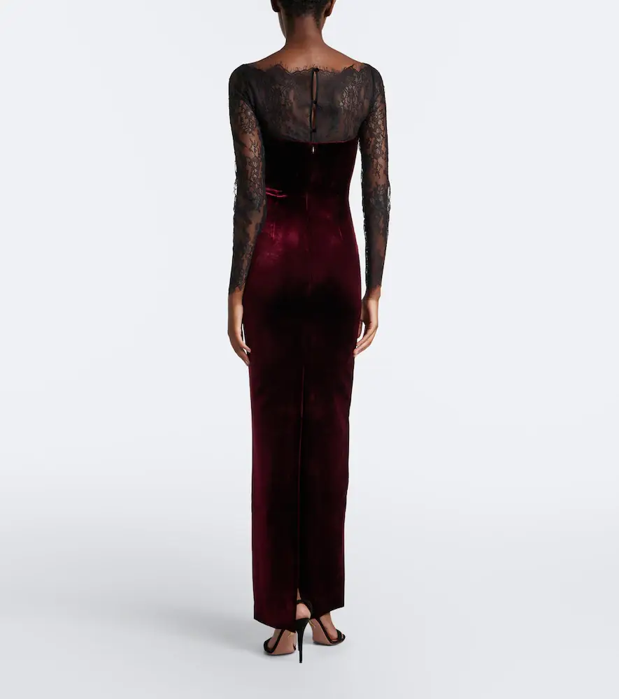 Roland Mouret Lace-trimmed velvet gown | Thumbnail 5 Roland Mouret Lace-trimmed velvet gown | Thumbnail 5