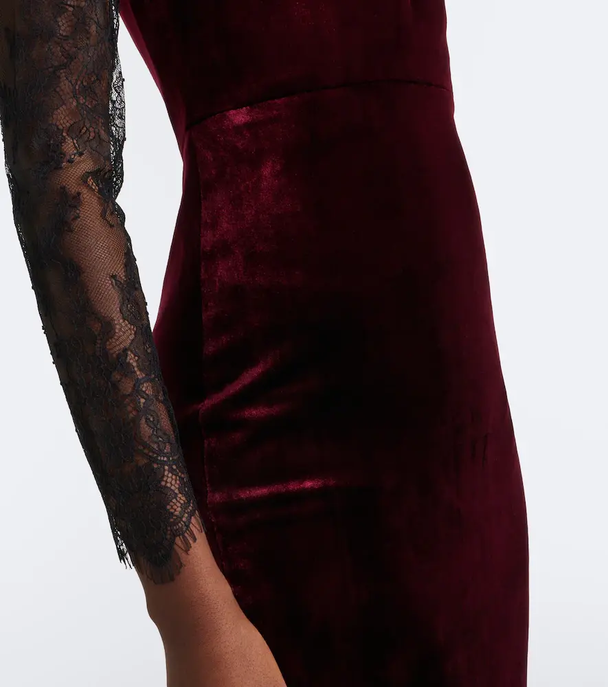Roland Mouret Lace-trimmed velvet gown | Thumbnail 6 Roland Mouret Lace-trimmed velvet gown | Thumbnail 6