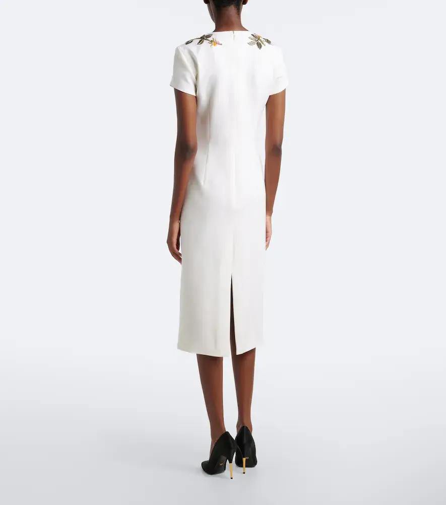 Oscar de la Renta Floral-appliqué wool-blend cocktail dress | Thumbnail 5 Oscar de la Renta Floral-appliqué wool-blend cocktail dress | Thumbnail 5