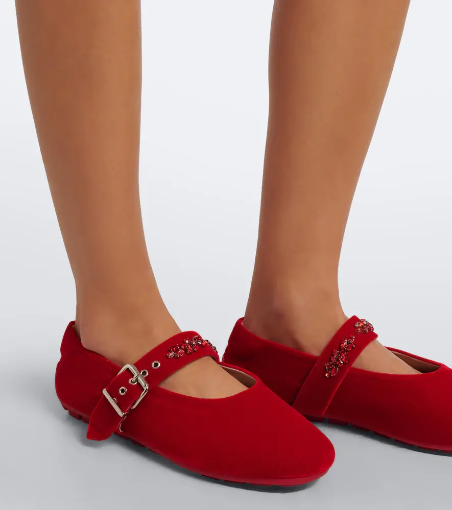 Simone Rocha Embellished velvet Mary Jane flats | Thumbnail 6 Simone Rocha Embellished velvet Mary Jane flats | Thumbnail 6