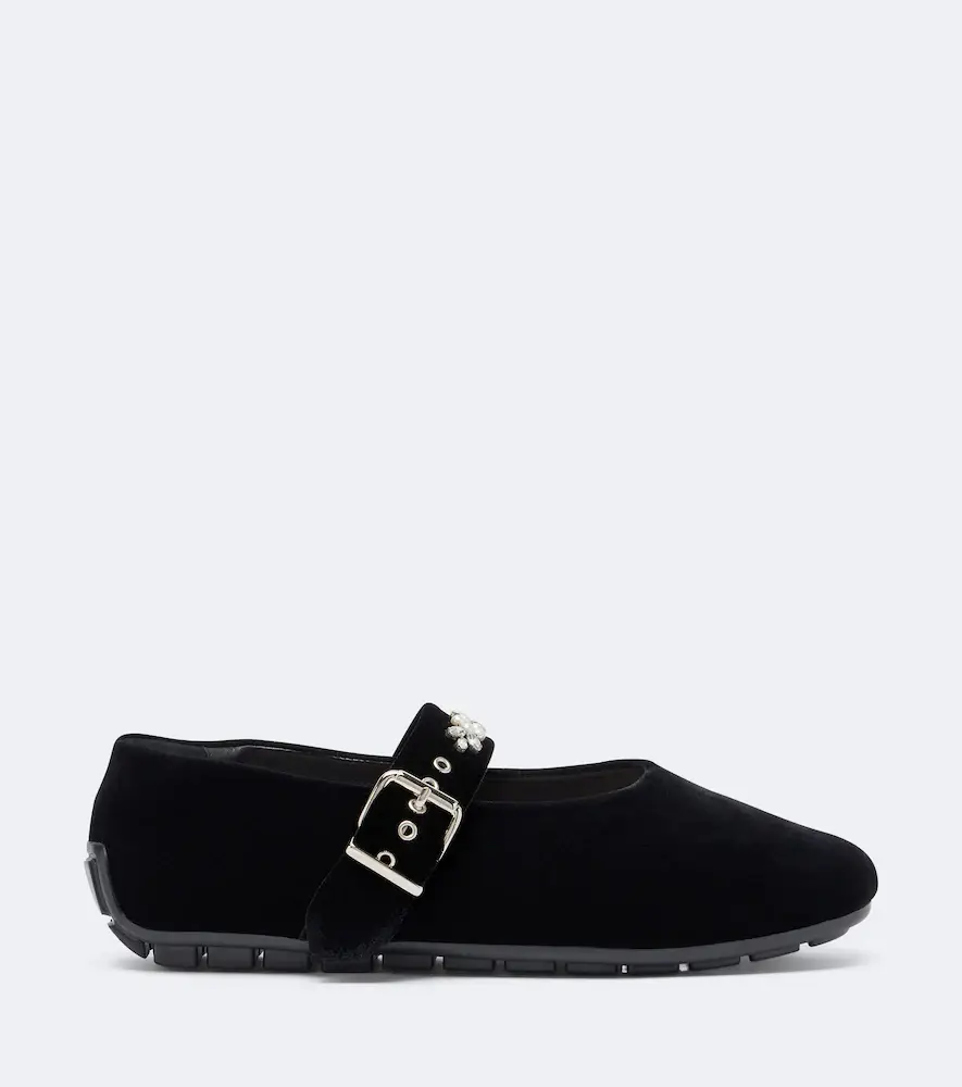 Simone Rocha Embellished velvet Mary Jane flats | Thumbnail 3 Simone Rocha Embellished velvet Mary Jane flats | Thumbnail 3