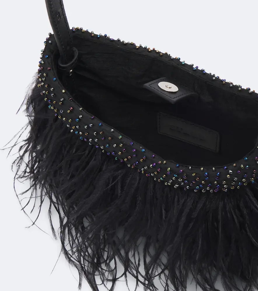 Staud Winslow feather-trimmed shoulder bag | Thumbnail 2 Staud Winslow feather-trimmed shoulder bag | Thumbnail 2