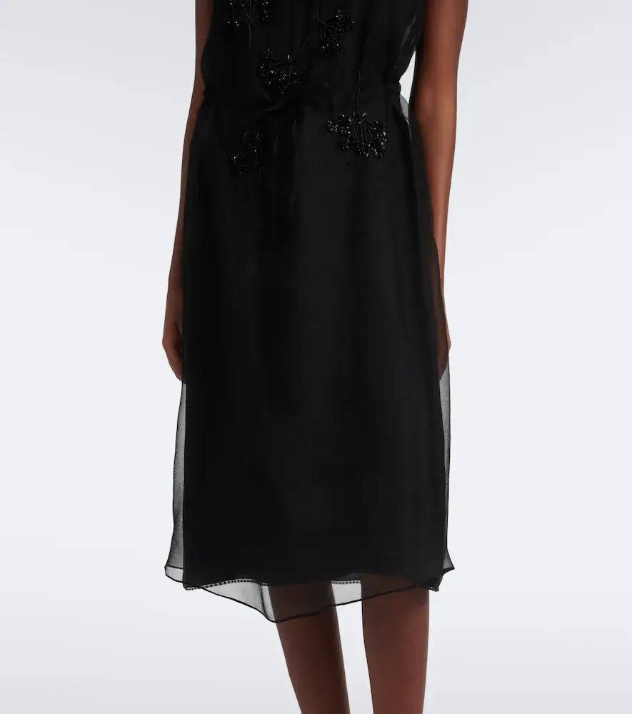 Prada Floral-appliqué silk midi dress | Thumbnail 3