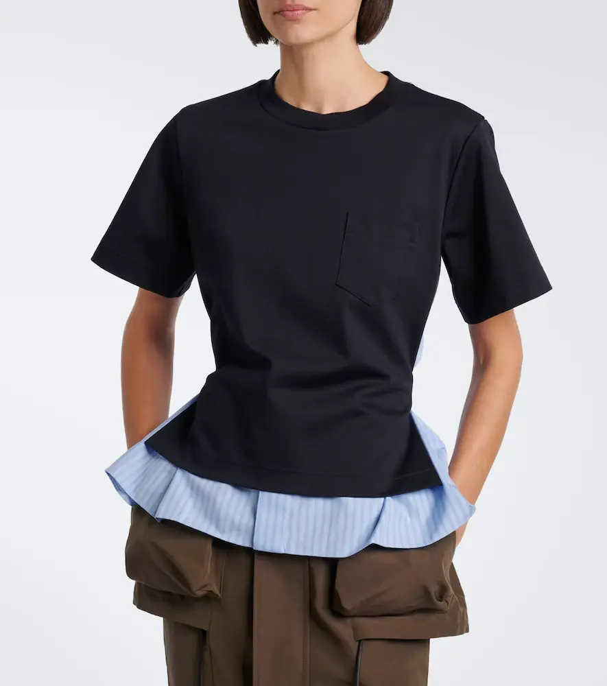Sacai Layered cotton jersey and poplin top | Thumbnail 4 Sacai Layered cotton jersey and poplin top | Thumbnail 4