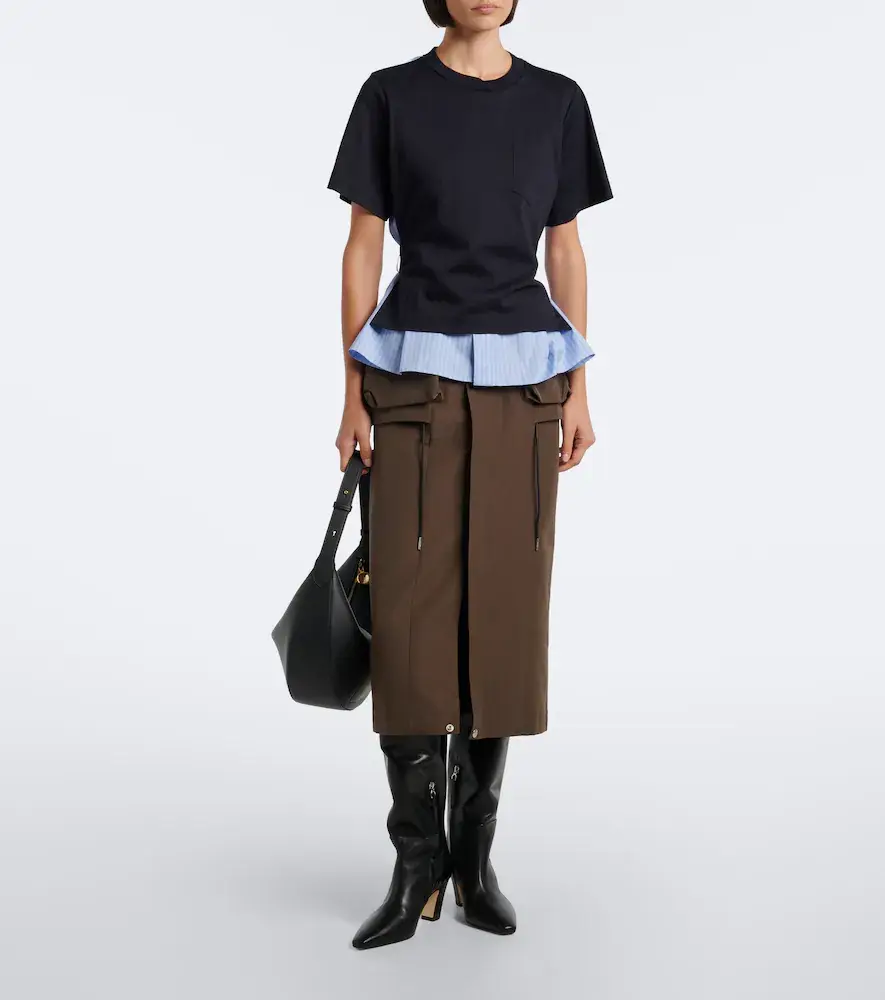 Sacai Layered cotton jersey and poplin top | Thumbnail 5 Sacai Layered cotton jersey and poplin top | Thumbnail 5
