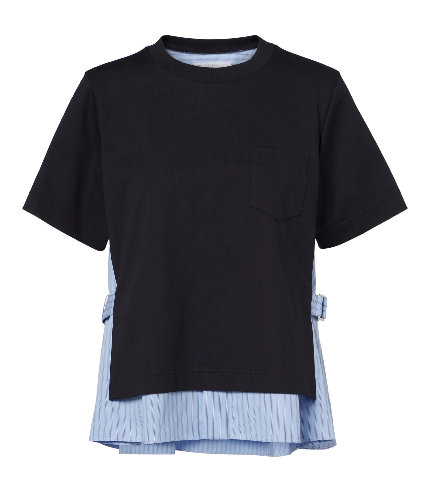 Sacai Layered cotton jersey and poplin top