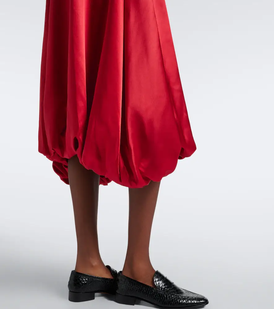 NOIR KEI NINOMIYA Pleated gathered satin midi dress | Thumbnail 3 NOIR KEI NINOMIYA Pleated gathered satin midi dress | Thumbnail 3