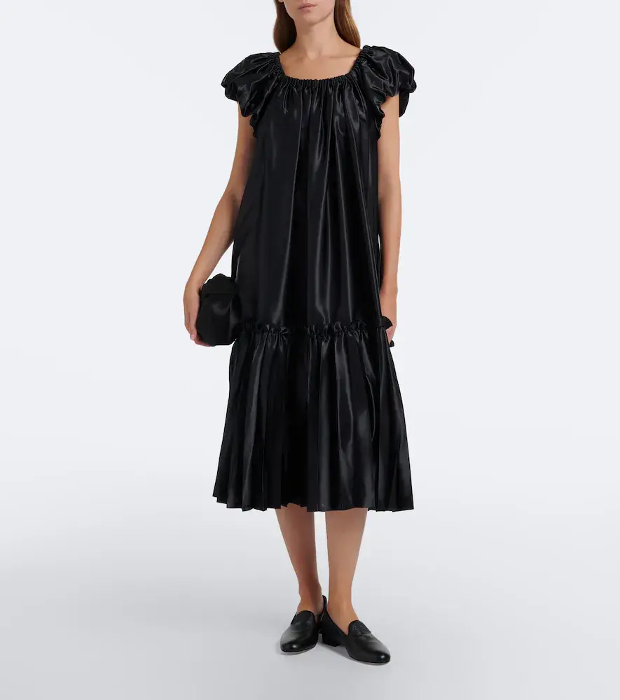 NOIR KEI NINOMIYA Pleated tiered satin midi dress | Thumbnail 4 NOIR KEI NINOMIYA Pleated tiered satin midi dress | Thumbnail 4