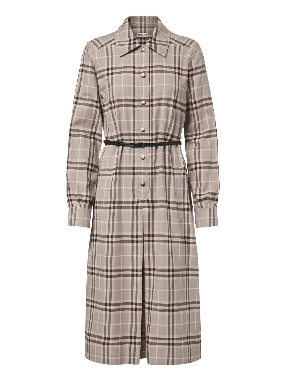 Burberry Check belted cotton shirt dress
