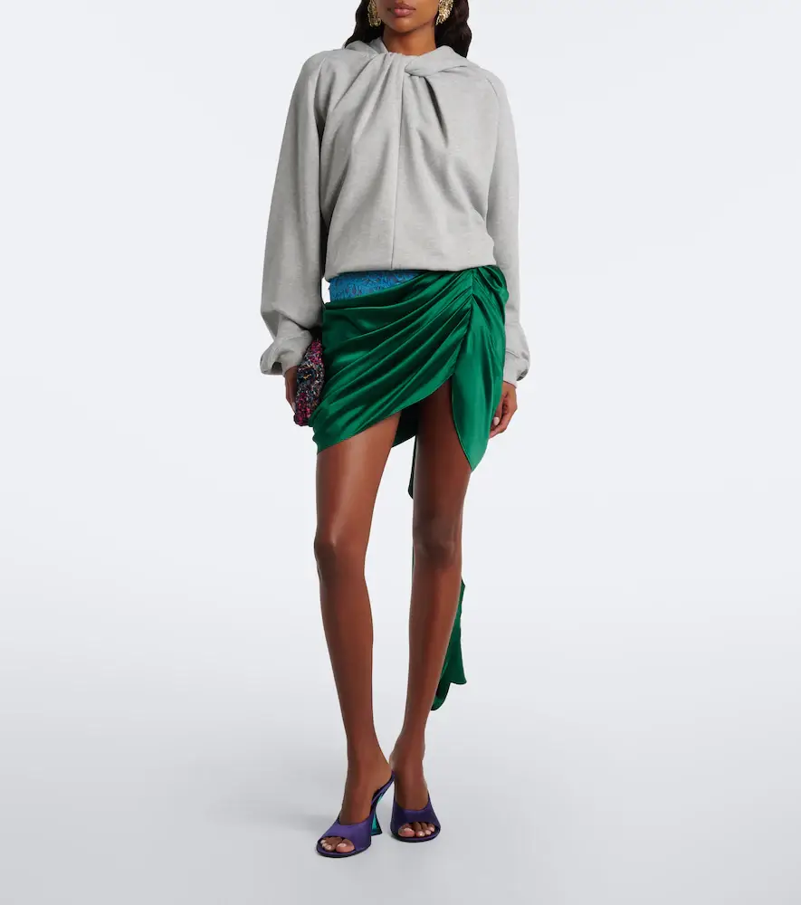 Xu Zhi Draped lace-trimmed silk satin miniskirt | Thumbnail 3 Xu Zhi Draped lace-trimmed silk satin miniskirt | Thumbnail 3