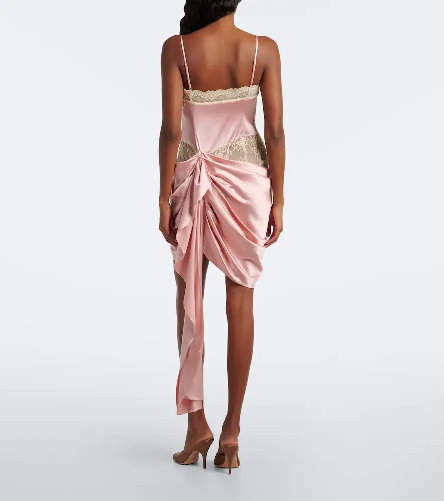 Xu Zhi Draped lace-trimmed silk satin minidress | Thumbnail 2