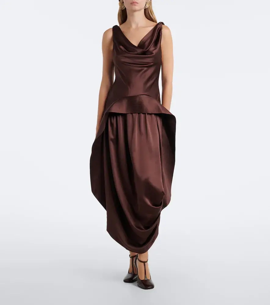 Xu Zhi Asymmetric silk satin midi dress | Thumbnail 3 Xu Zhi Asymmetric silk satin midi dress | Thumbnail 3