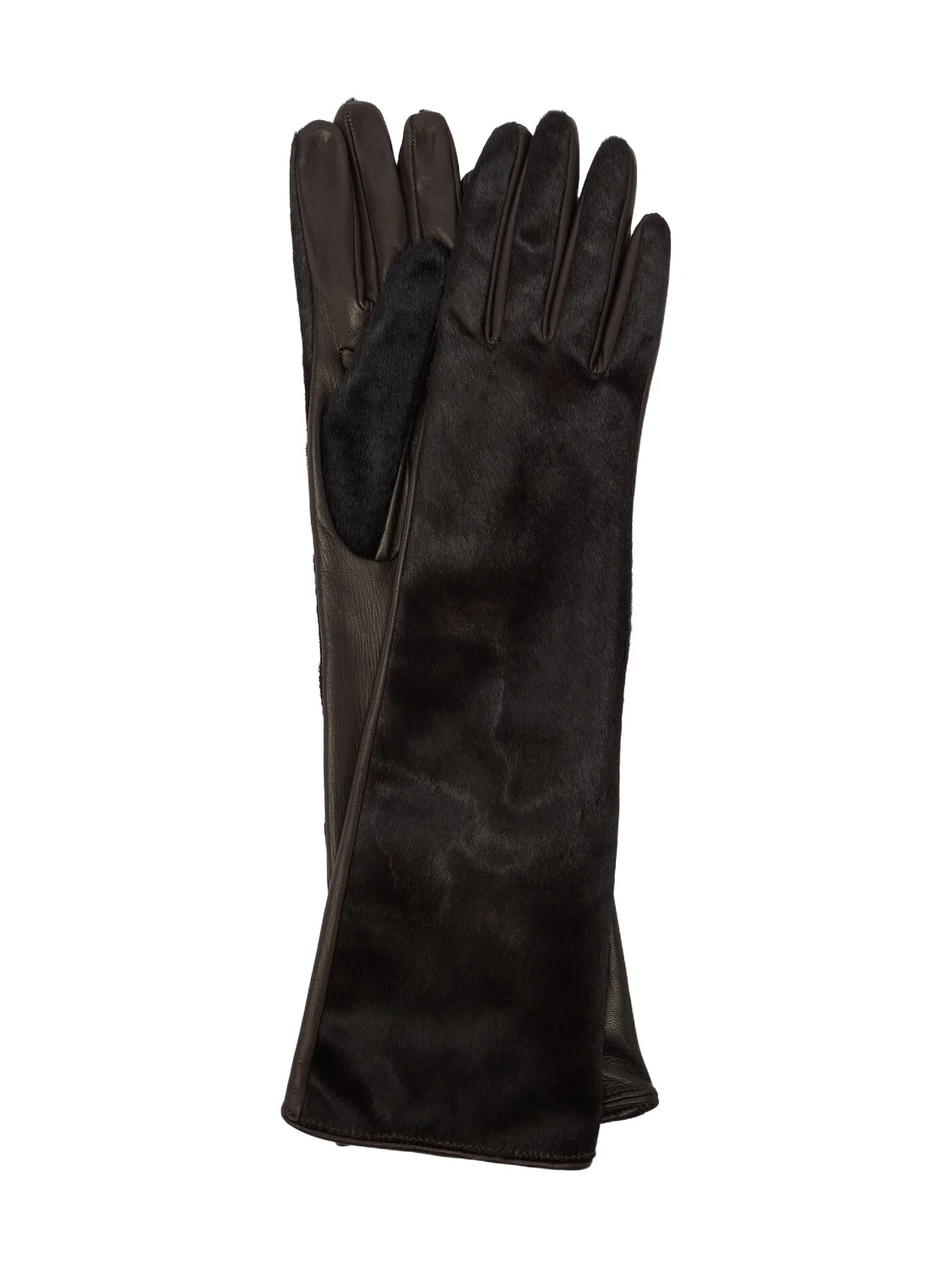 Calf hair and leather gloves