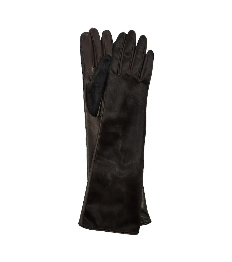 Nour Hammour Calf hair and leather gloves