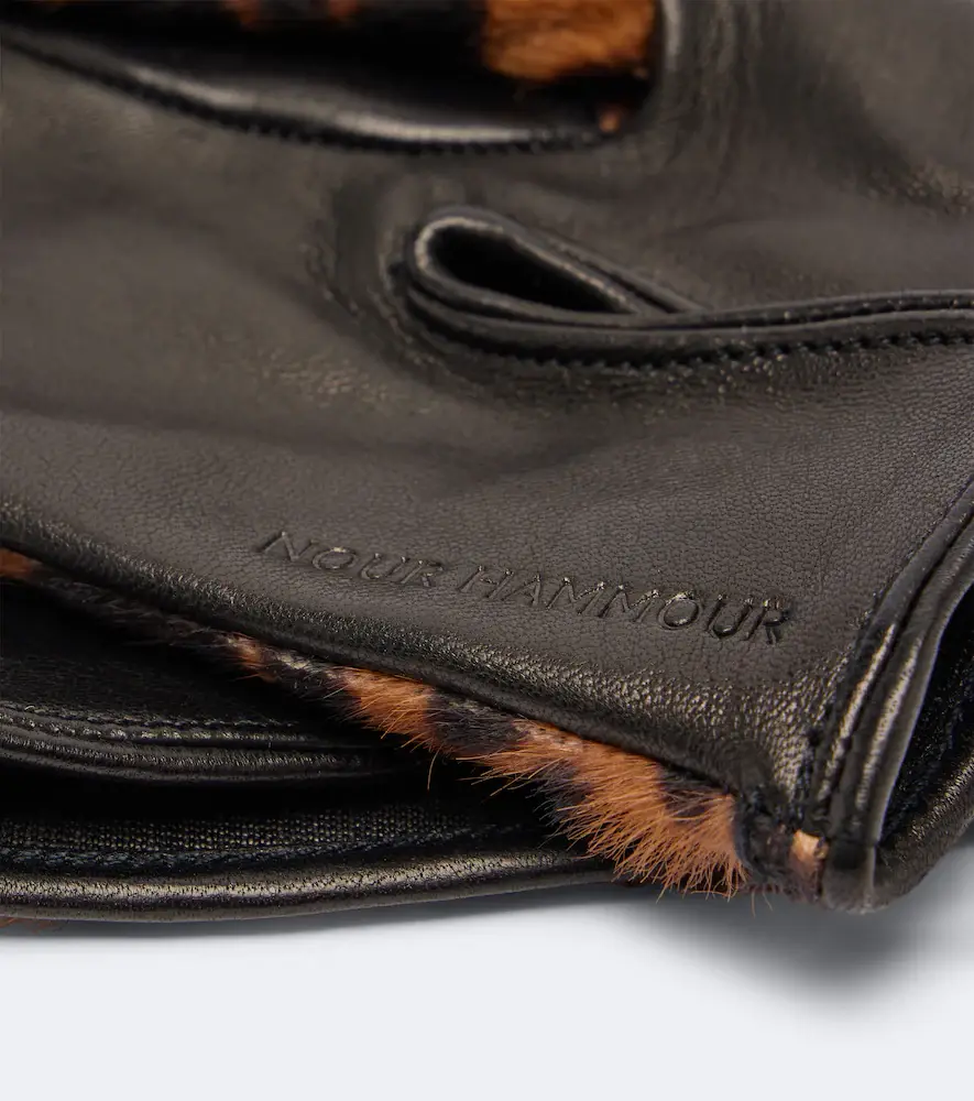 Nour Hammour Leopard-print calf hair and leather gloves | Thumbnail 2 Nour Hammour Leopard-print calf hair and leather gloves | Thumbnail 2