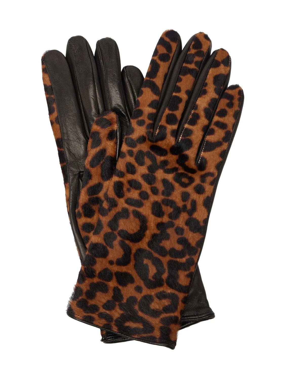 Nour Hammour Leopard-print calf hair and leather gloves